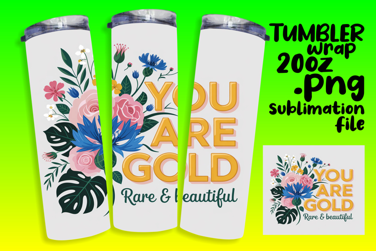 GRACEFUL 20oz Tumbler Design for Sublimation , Flower Quote