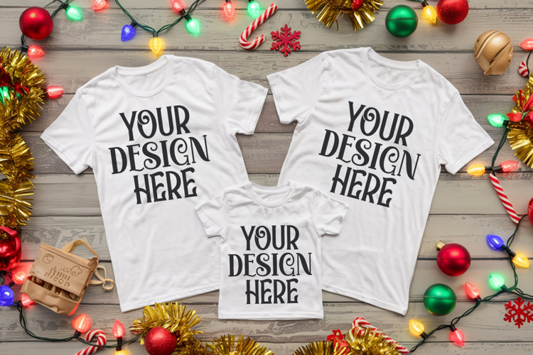 Christmas Family Matching Group Flat Lay Mockup