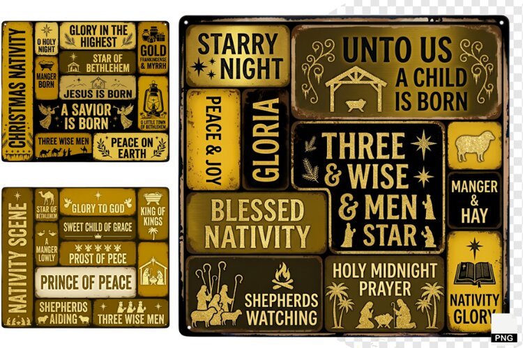Christmas Nativity Signs PNG example image 1