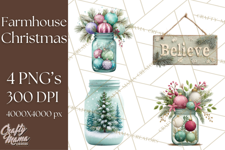 Farmhouse Christmas Wreath Png Image 5