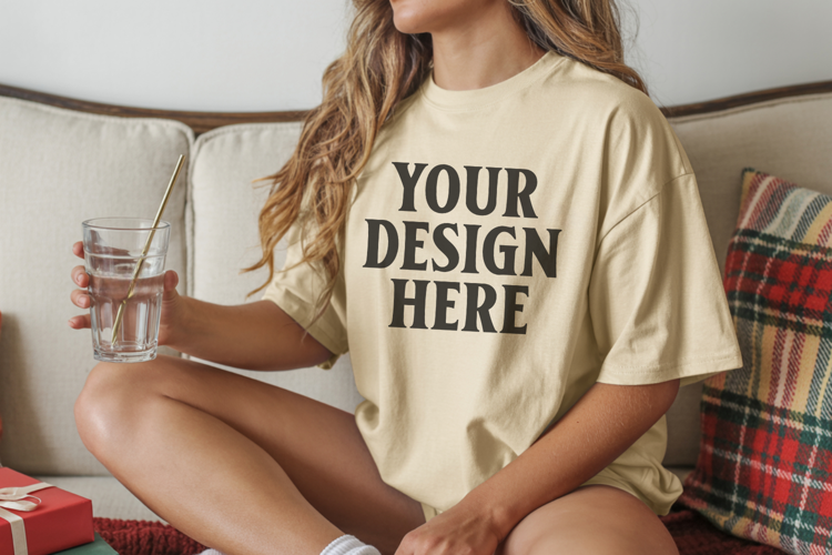 Ivory Christmas Comfort Colors 1717 T-shirt Mockup