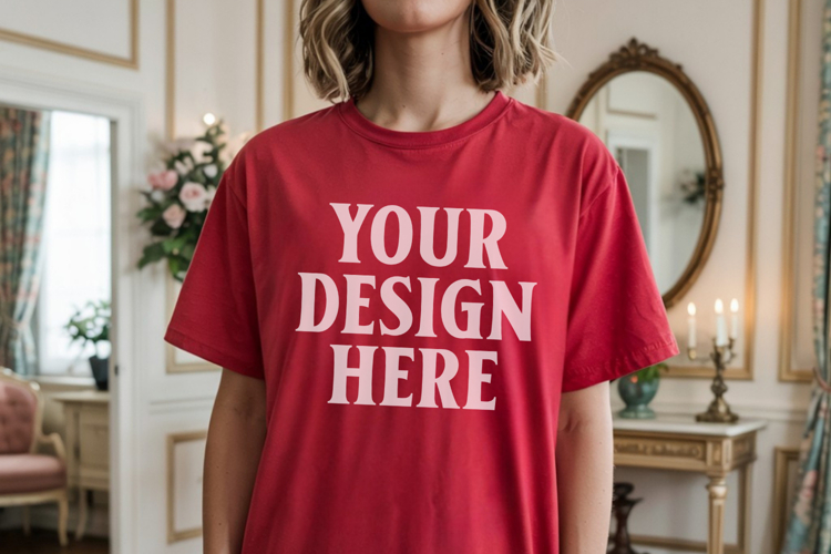 Comfort Colors 1717 Red T-Shirt Mockup