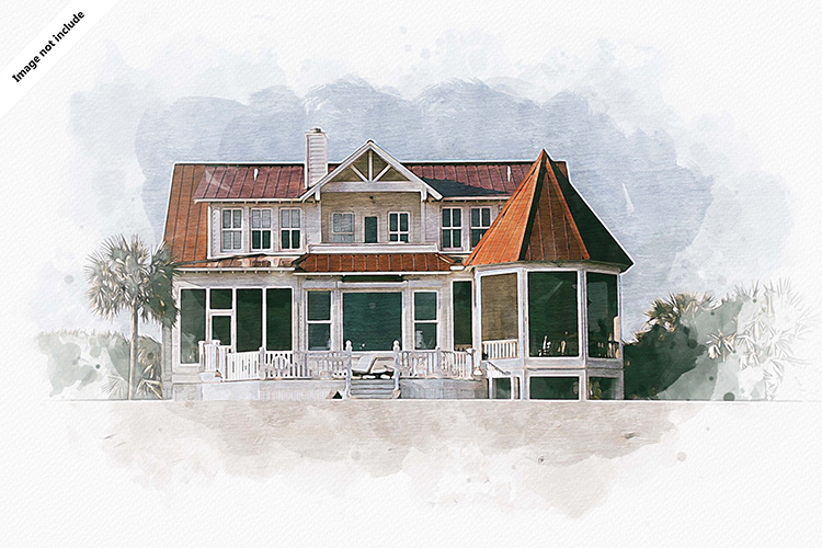 Watercolor House Painting Effect