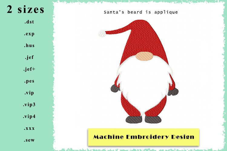 Applique Santa Machine Embroidery Design 2 Sizes example image 1