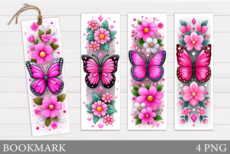 Butterflies Bookmark Design. Flowers Bookmark Sublimation