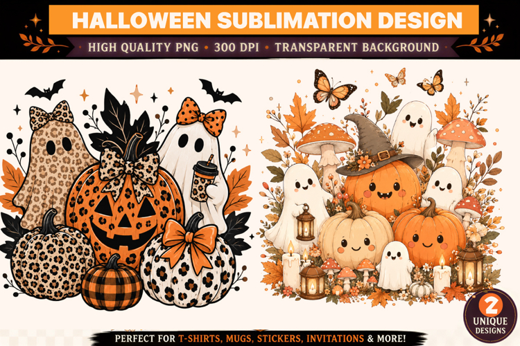 Halloween boo jee ghost Sublimation,Leopard Pumpkin PNG