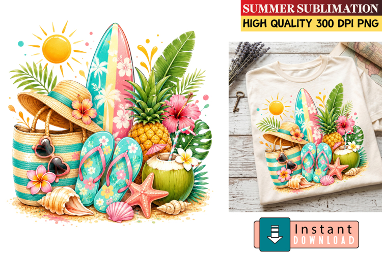 Summer Whimsical Clipart,Summer png,Beach Sublimation png