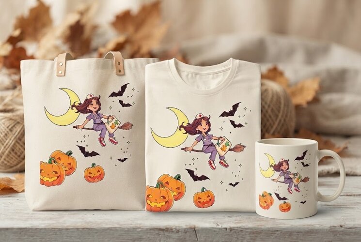Halloween Nurse Witch PNG | Spooky Medical Halloween Clipart example image 1