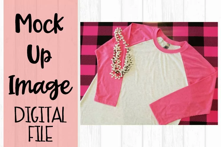 Pink Raglan on Buffalo Plaid Valentine's Mock Up