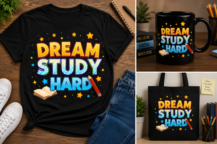 Dream Study Hard PNG, Motivational Student School Design