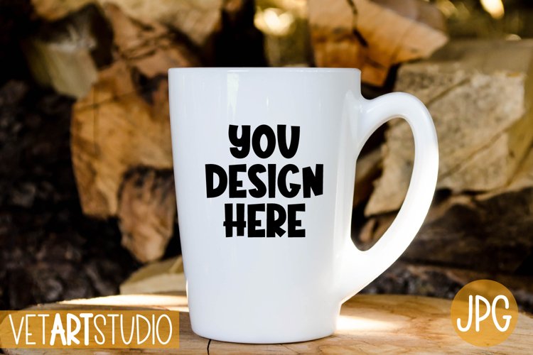 Camp mug mockup, White coffee cup mockup, Cup mockup example image 1