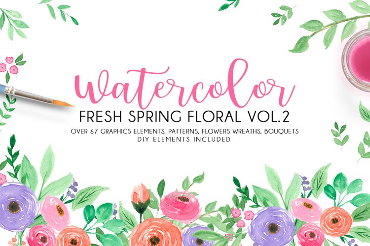 Watercolor fresh spring floral vol.2 example image 1