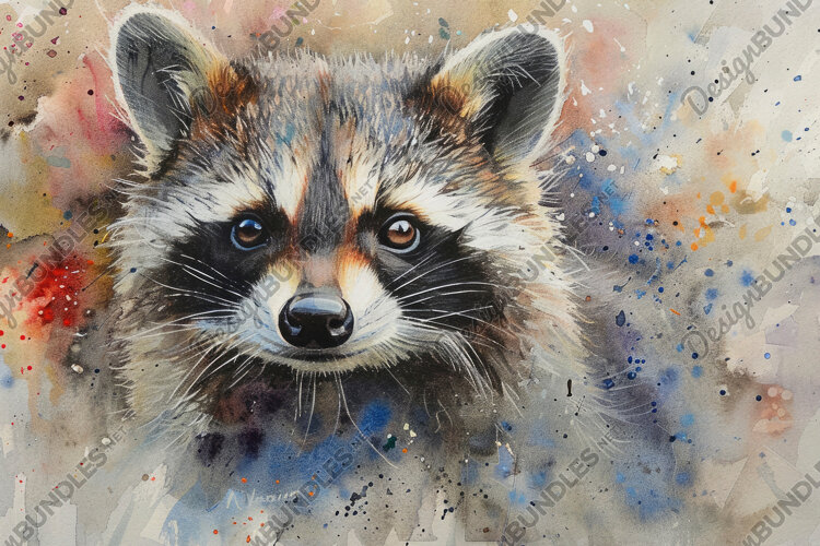 Watercolor Raccoon Face Background Wallpaper example image 1