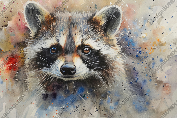Watercolor Raccoon Face Background Wallpaper