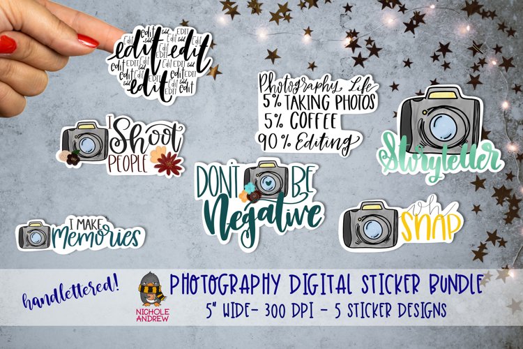 Photography Digital Sticker Bundle - Hand Lettered! example image 1