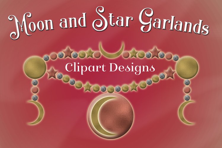 Moon and Star Garlands Clipart Designs example image 1