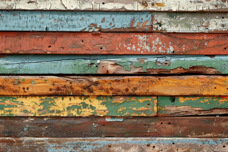 Wooden Surface with Layers of Peeling Paint Background