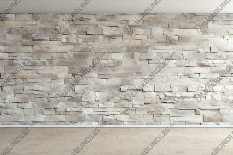 Modern stone wall with wooden floor interior