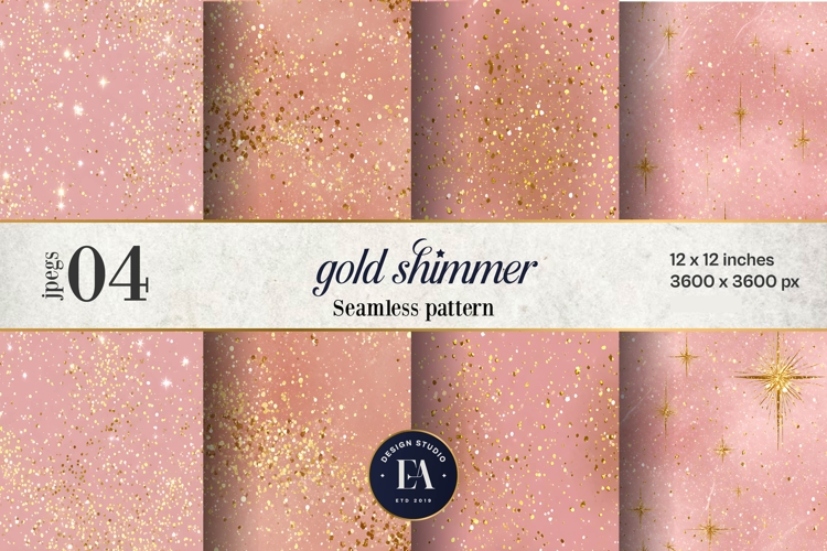 Pink Gold Shimmer Digital Paper, Glitter Texture