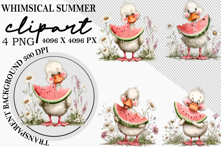 Whimsical Summer Watercolor Clipart PNG