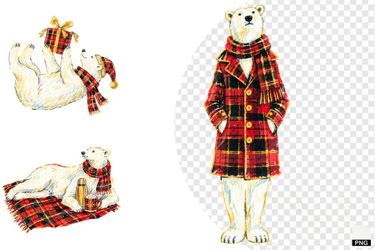 Christmas Polar Bear PNG
