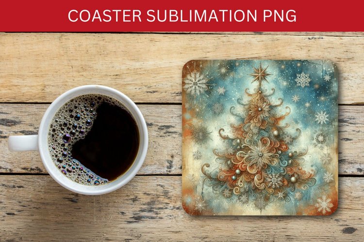 square coaster - christmas tree example image 1