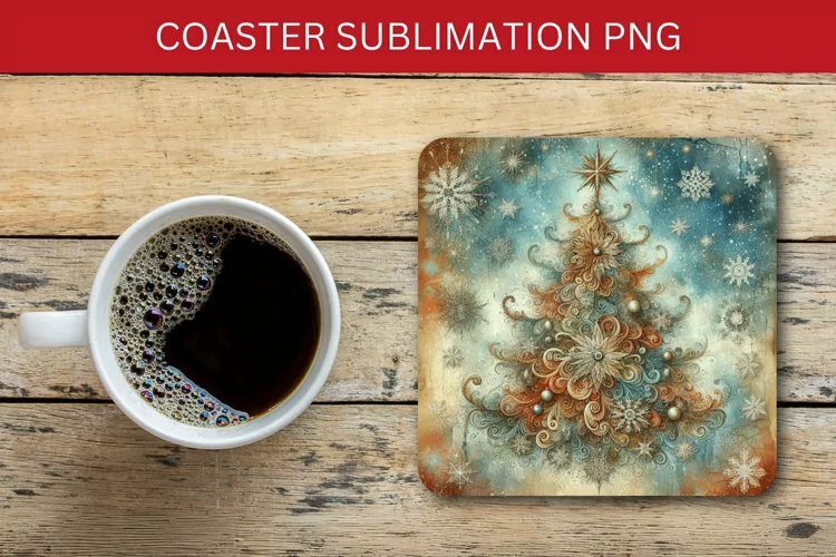 square coaster - christmas tree