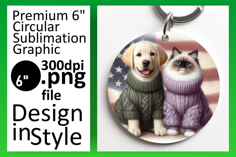Unique Circle PNG Car Coaster Design , Dog and cat