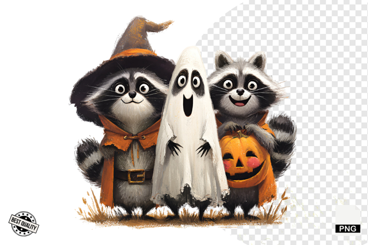 Halloween Spooky Raccoons Clipart example image 1