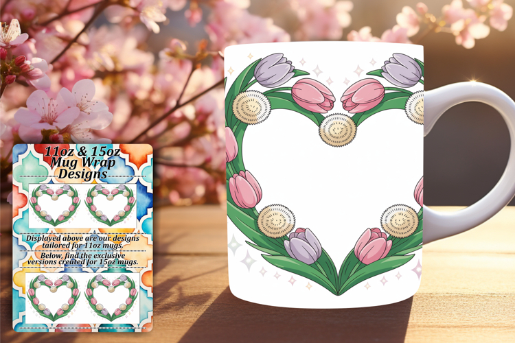 Chic 11oz Png Mug Wrap Template , Flowers