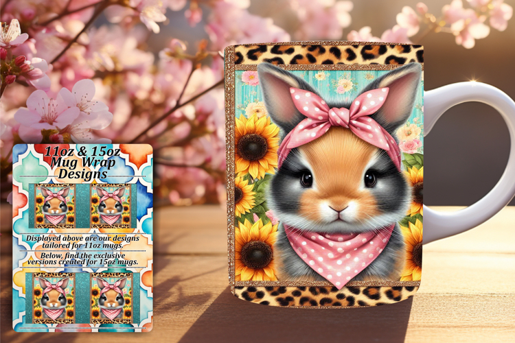 Delightful 15oz Mug Wrap Png Artwork , Cute Animals