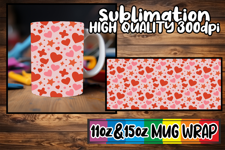 Uplifting days 11oz 15oz sublimation wrap, Valentines Patte