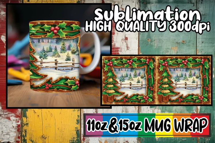 Dreamy nights sublimation mug wrap, Christmas