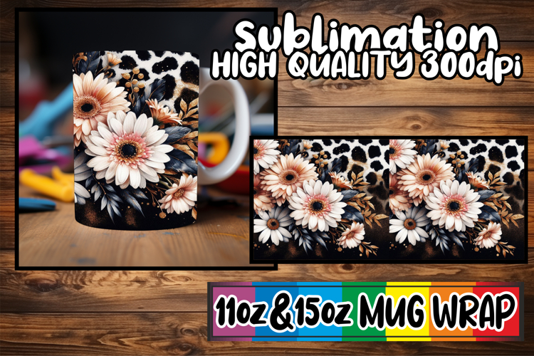Heartfelt vibes 11oz 15oz sublimation wrap, Leopard Prints
