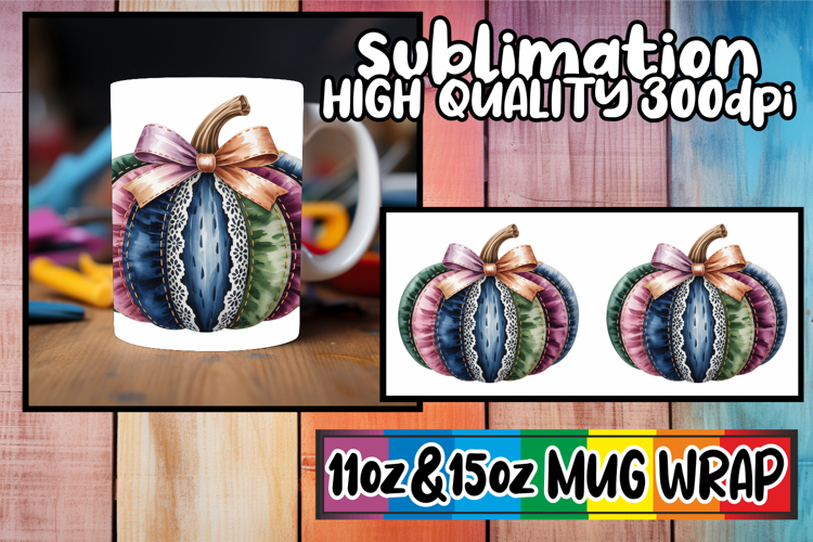 Dreamy nights sublimation mug wrap, Pumpkin Watercolor