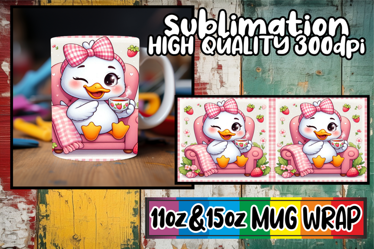 Joyful heart sublimation mug wrap, Cute Goose
