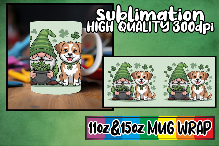 Delightful sips 11oz 15oz mug wrap, St Patricks example image 1