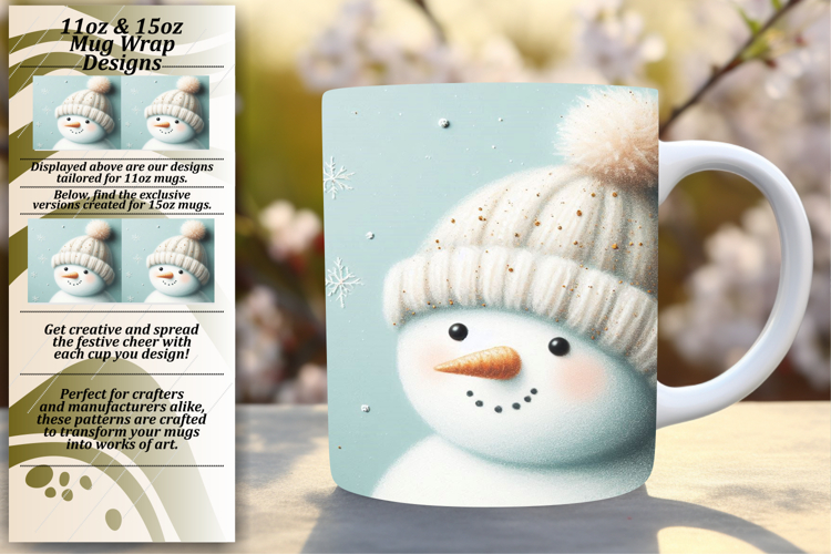 Radiant 11oz Mug Wrap Png Artwork , Snowman