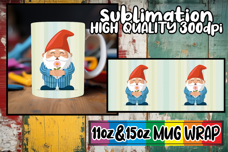 Playful dreams sublimation mug wrap, Gnomes