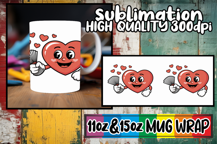 Magical mornings 11oz 15oz sublimation wrap, Valenines Heart