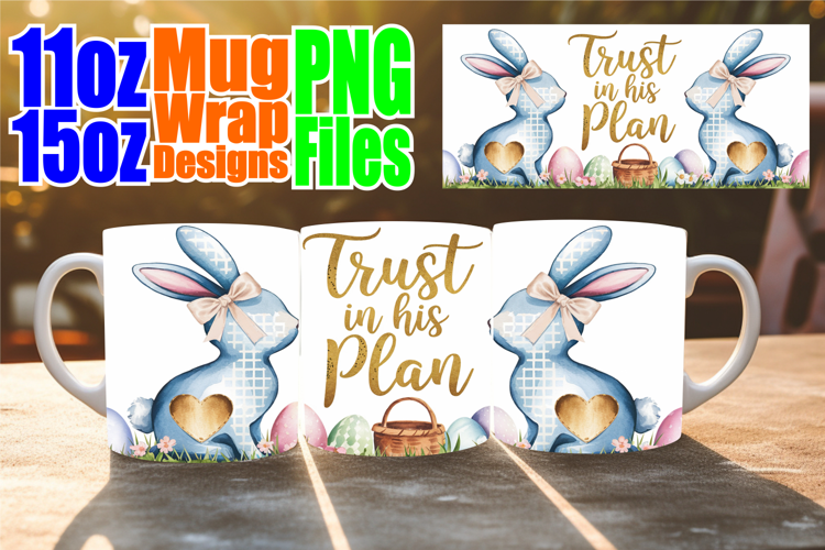 Cheerful days 11oz 15oz sublimation wrap, Easter Bunny