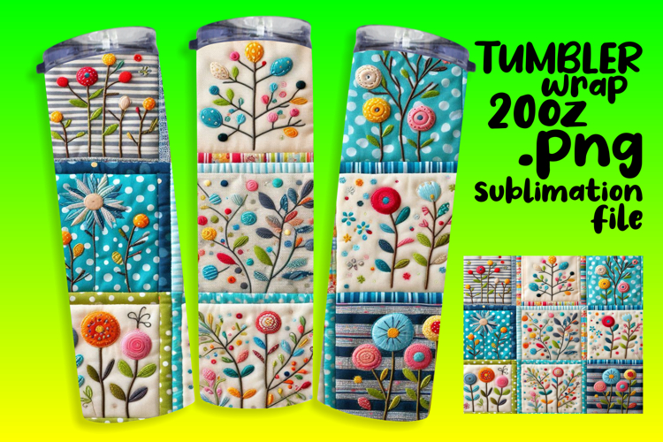 DIY 20oz Tumbler Wrap File , Patchwork