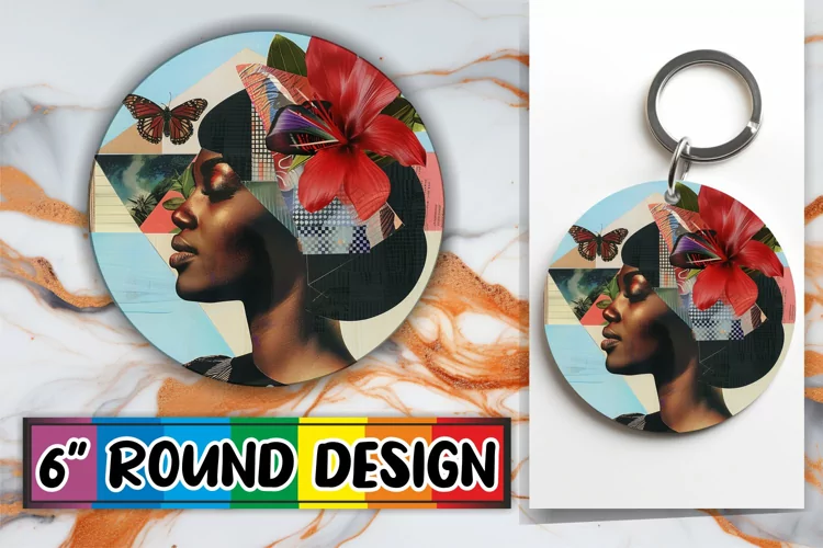 Afro Woman Abstract Artistic Round Design PNG