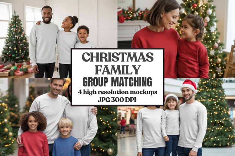 Christmas Family Matching T-Shirt Mockups | Holiday Group