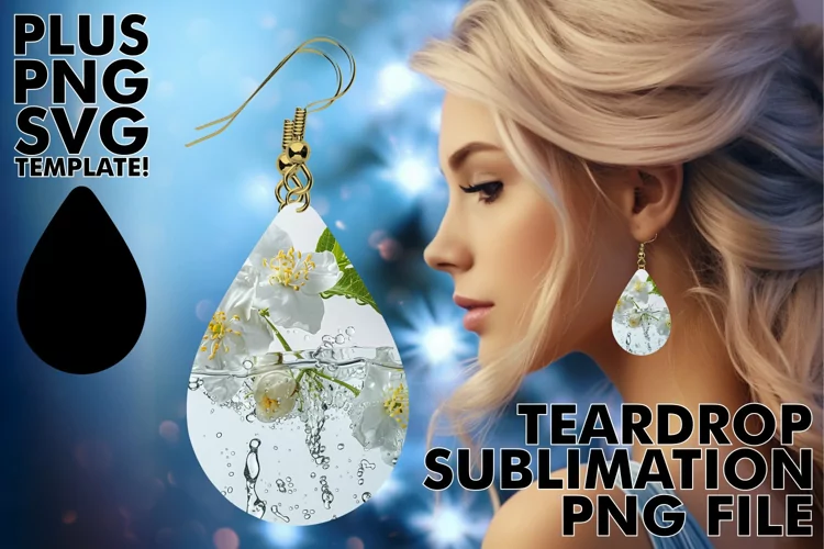 Blossom Bliss: Sublimation Teardrop Earrings Designs Splash