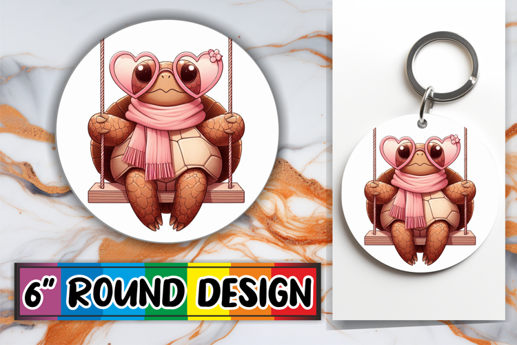 Joyful Round Keychain Magic, Turtle