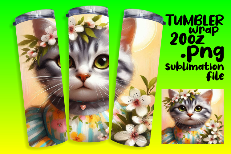 GORGEOUS PNG Tumbler Design 20oz , Cute Cat