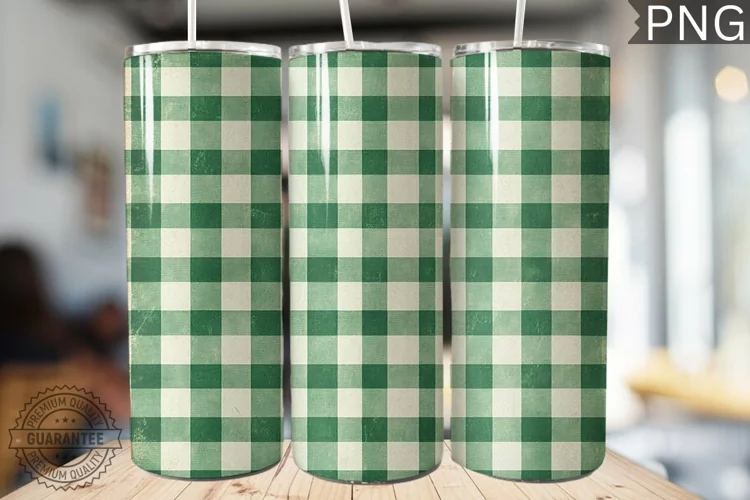 Green Plaid Tumbler Wrap - High Quality 300 Dpi