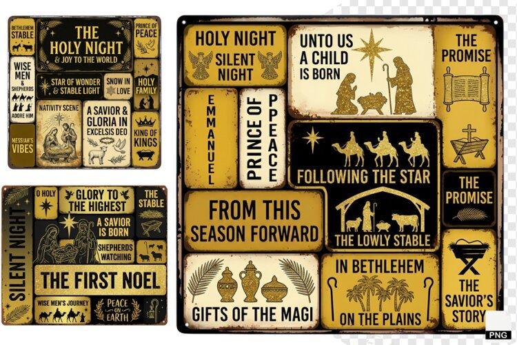 Christmas Nativity Signs PNG example image 1
