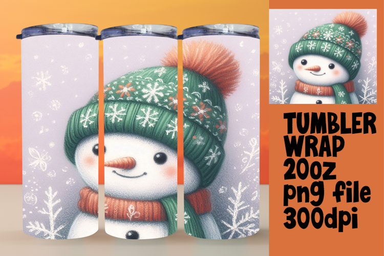 DIY Tumbler Wrap Digital File , Snowman